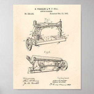 Syning av Maskin 1885 Patent Art - Gamla paret Poster