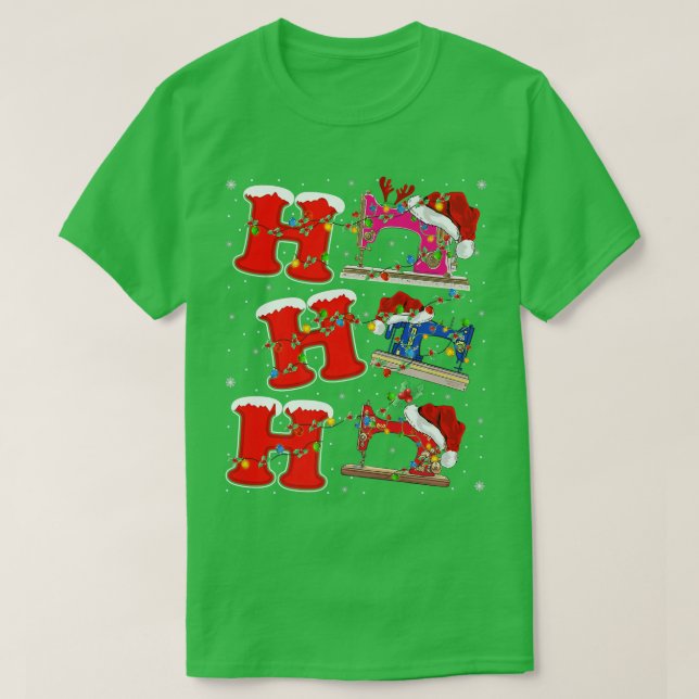 Syning Kärlek Julafton Light Santa Ho Ho Sewing Ma T Shirt (Design framsida)