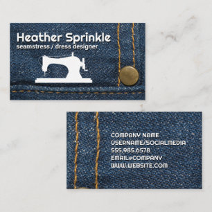 Syning Maskin Logotyp Jeans Spridning Visitkort