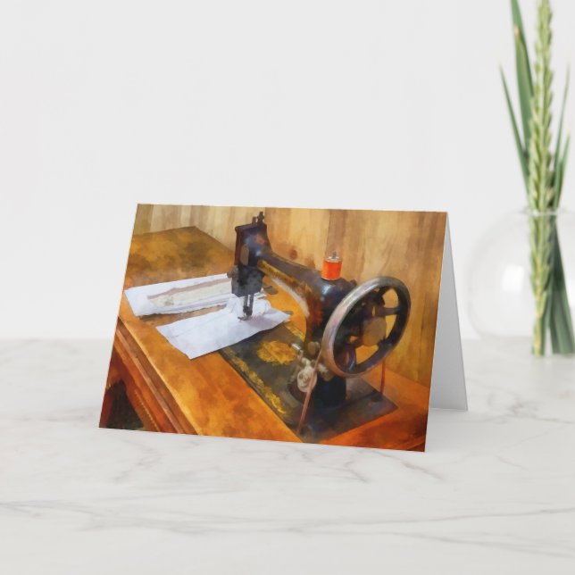 Syning Maskin med Orange tråd Kort (Framsida)