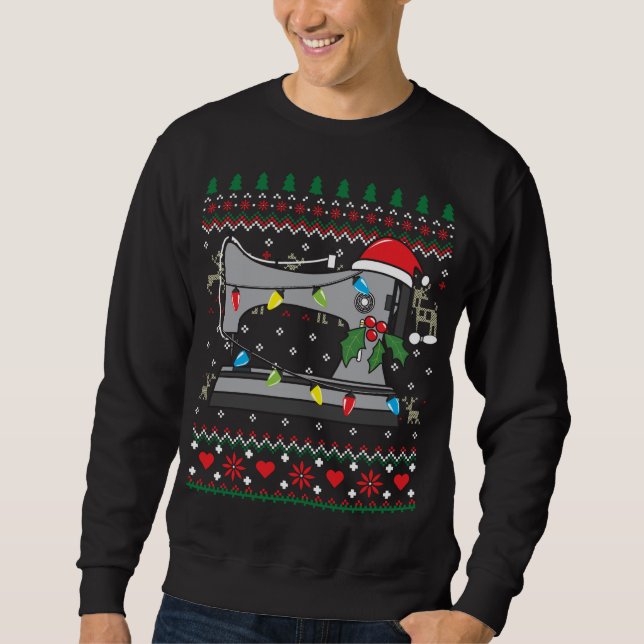 Syning Maskin Sew Tailor jul Ornament Women Lång Ärmad Tröja (Framsida)