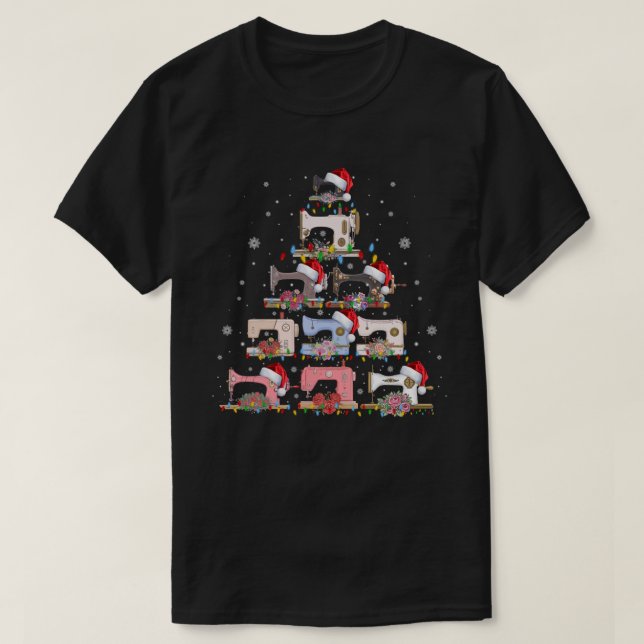 Syning Maskiner Julgran Funny Sewing Älskare  T Shirt (Design framsida)