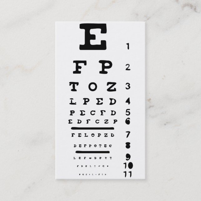 Synkartatest Ögonklinik Läkare Optiker Verksamhet Visitkort (Framsida)