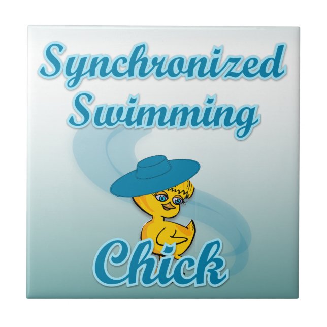 Synkroniserad simmande Chick nr 3 Kakelplatta (Framsidan)