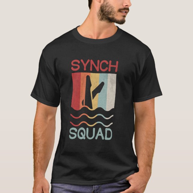 Synkroniserad Simning Synch Squad Retro Vintage T Shirt (Framsida)