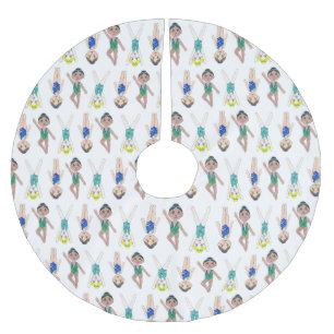 Synkroniserad Swimmer Girls Simma Team Synchro Julgransmatta Borstad Polyester