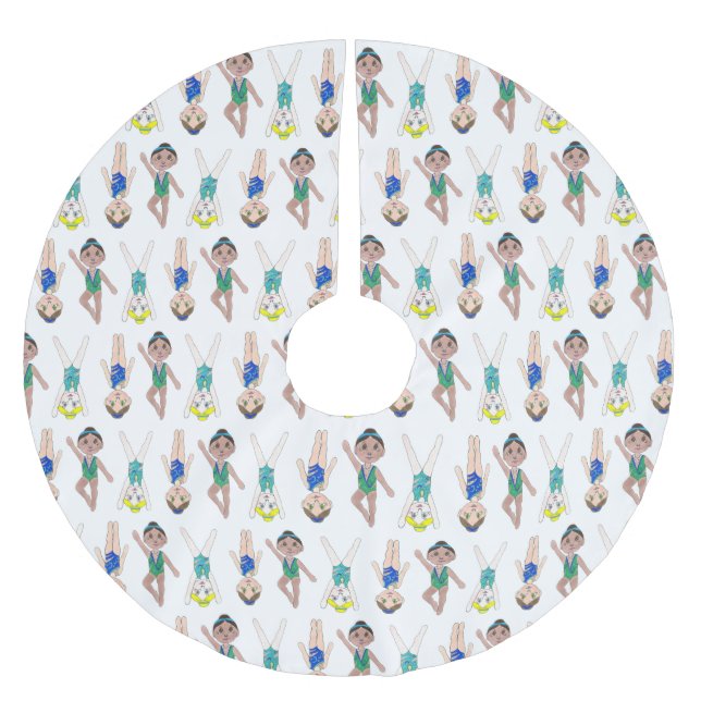 Synkroniserad Swimmer Girls Simma Team Synchro Julgransmatta Borstad Polyester (Framsidan)