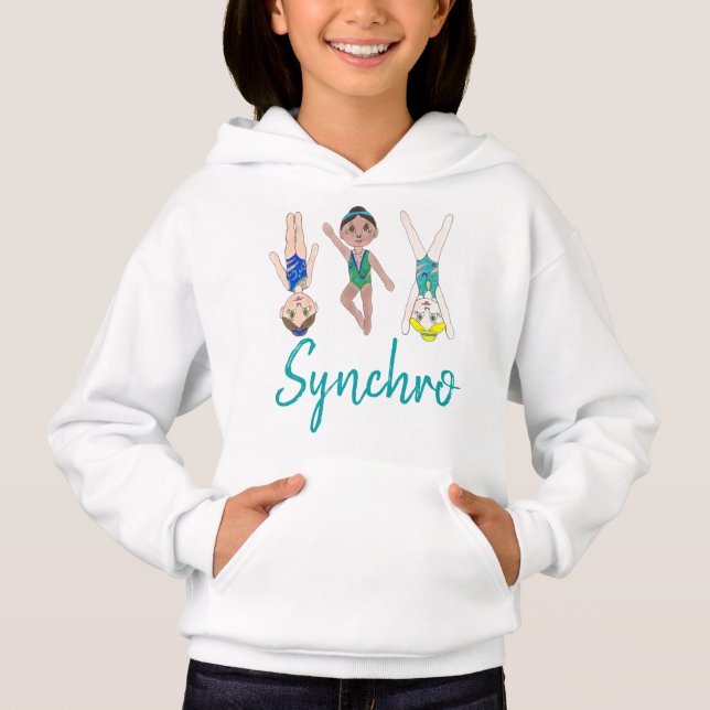 Synkroniserad Swimmer Girls Simma Team Synchro T Shirt (Framsida)