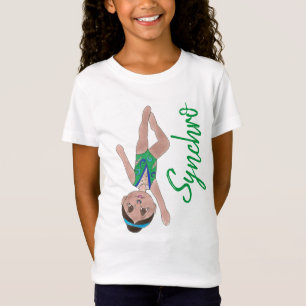 Synkroniserad Swimming Grönt Synchro Swimmer Girl T Shirt