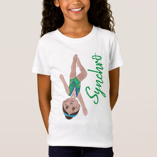 Synkroniserad Swimming Grönt Synchro Swimmer Girl T Shirt (Framsida)