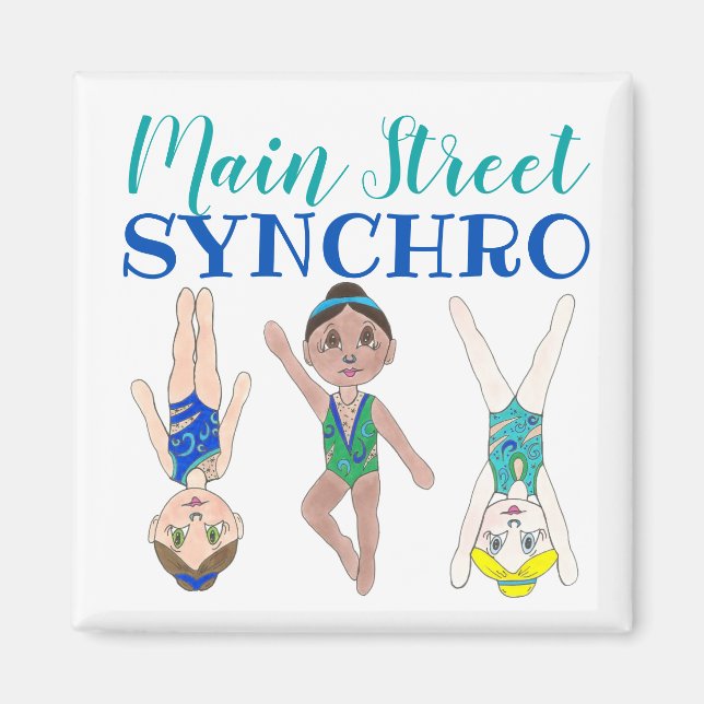 Synkroniserade Swimmer Girls Synchro Swimming-port Magnet (Framsidan)