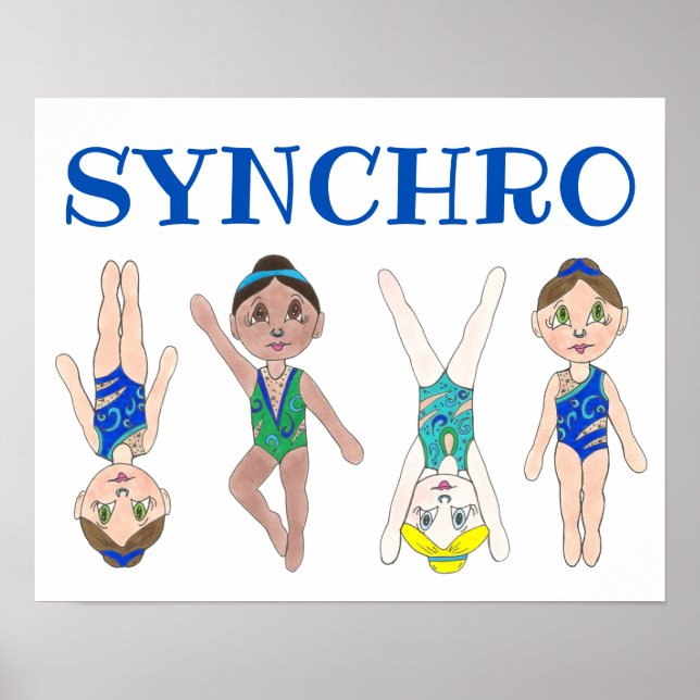 Synkroniserade Swimmer Girls Synchro Swimming-port Poster (Framsidan)
