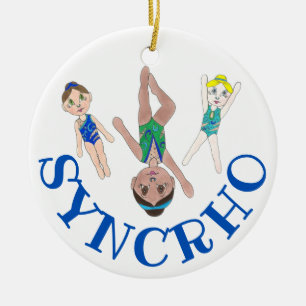 Synkroniserade Swimming Team Synchro Swimmer Girls Julgransprydnad Keramik