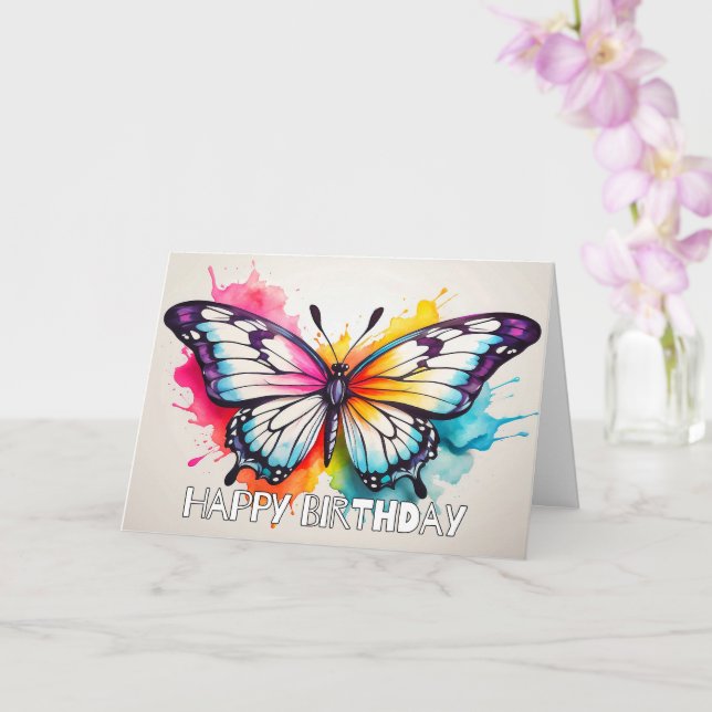 Synkronisering av Cute Colorful Retro Butterfly Kort (Orkide)