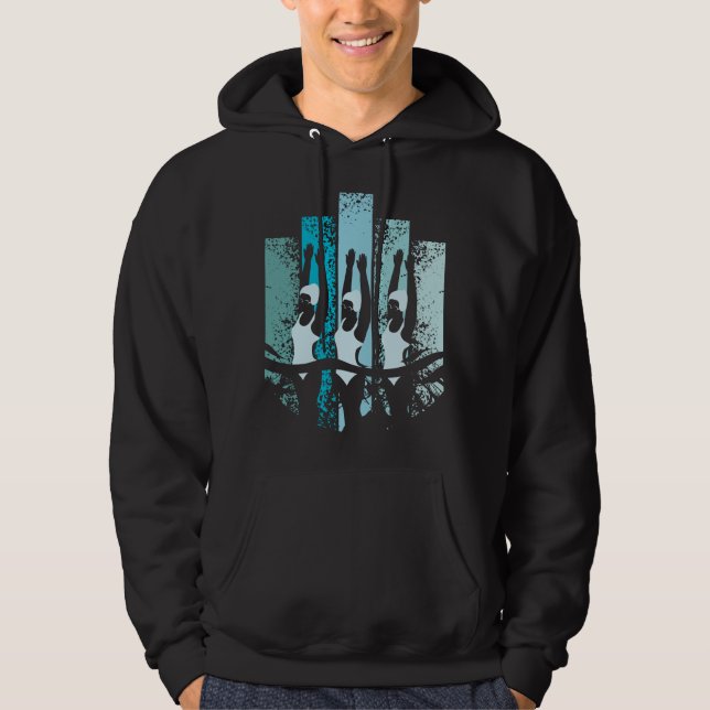 Synkront simmande retro hoodie (Framsida)