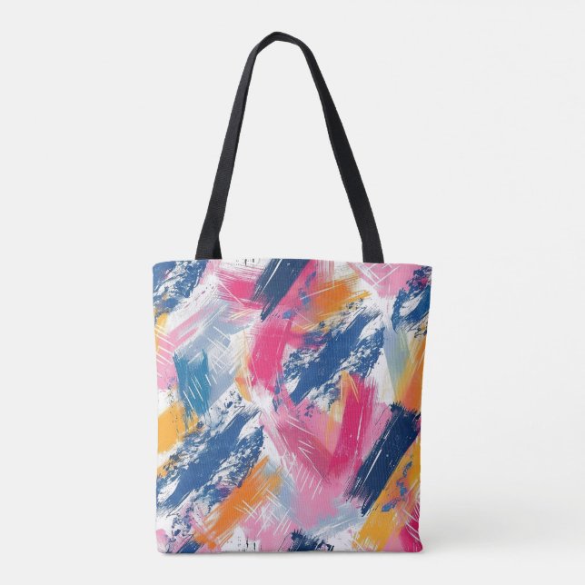 Synlig Abstrakt Brushline Tote Bag Tygkasse (Baksida)