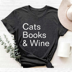Synlig Cats Bokar och Vin Älskare mamma svart T Shirt