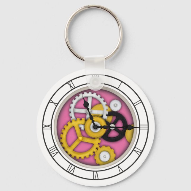 Synlig Clockwork Illusion Fanciendes Clock Art-Ros Nyckelring (Framsida)