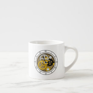 Synlig Clockwork Trompe L'oeil Illusion Steampunk Espressomugg