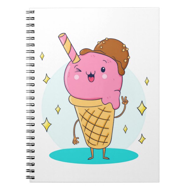 Synlig Coola Cute Ice Cream Anteckningsbok (Framsidan)