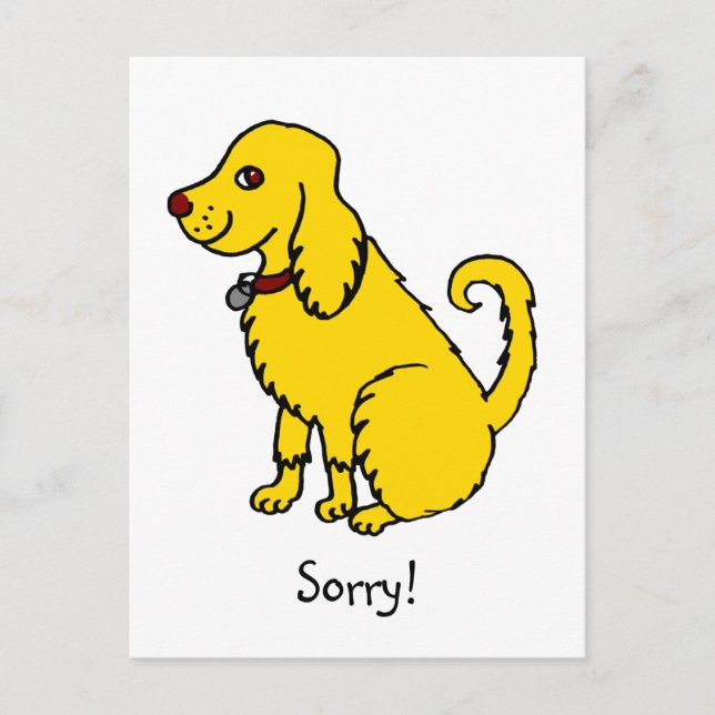 Synlig Gult Cute Hund - tyvärr apologi Vykort (Framsida)