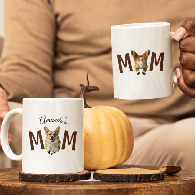 Synlig, modern, söt Corgi puppy hund mamma Kaffemugg (corgi mama coffee mug)