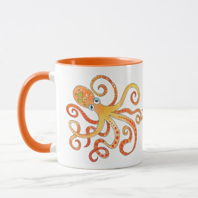Synlig Orange Octopus Mugg (Vänster)