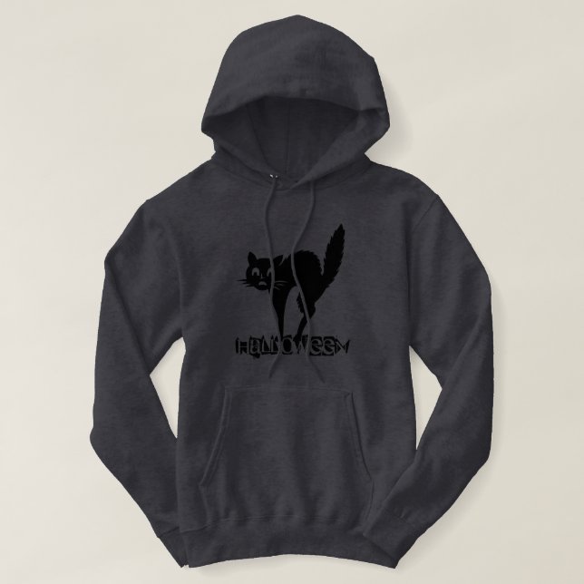 Synlig Scary Black Cat Halloween Hoodie (Design framsida)