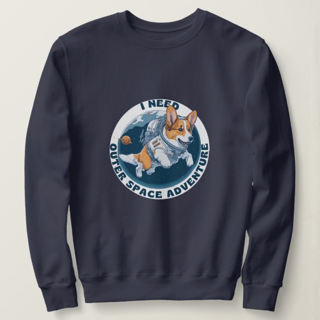 Synlig söt corgi Hund rymden äventyr T Shirt (Design framsida)