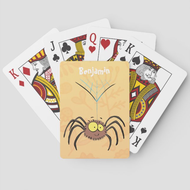 Synlig söt fluffy spider-tecknad casinokort (Baksidan)