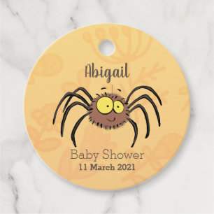 Synlig söt fluffy spider-tecknad gåvor etiketter