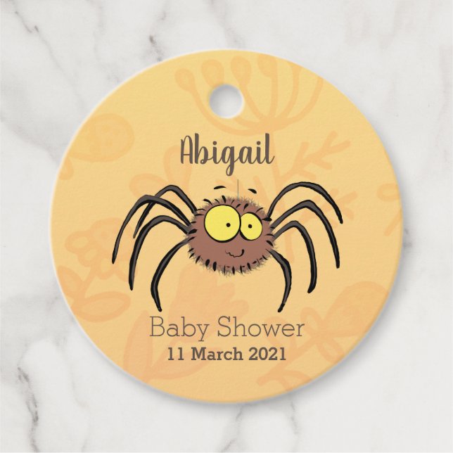 Synlig söt fluffy spider-tecknad gåvor etiketter (Framsida)
