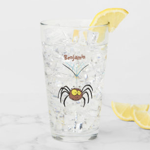 Synlig söt fluffy spider-tecknad glaskopp