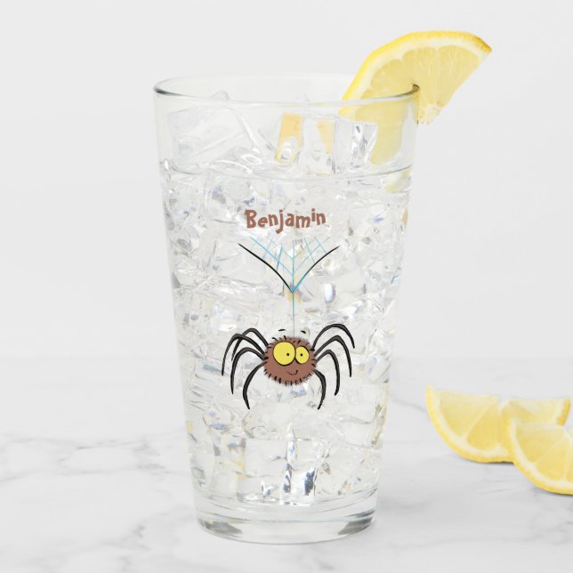 Synlig söt fluffy spider-tecknad glaskopp (Bakside Is)