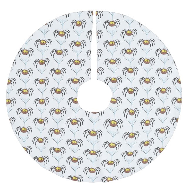 Synlig söt fluffy spider-tecknad julgransmatta borstad polyester (Framsidan)