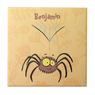 Synlig söt fluffy spider-tecknad kakelplatta