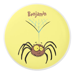 Synlig söt fluffy spider-tecknad knopp