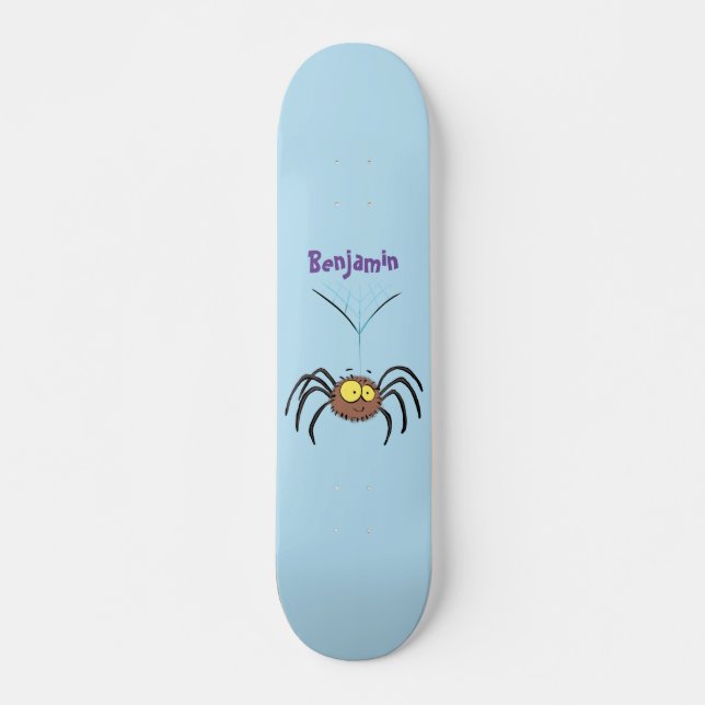 Synlig söt fluffy spider-tecknad mini skateboard bräda 18,5 cm (Framsida)