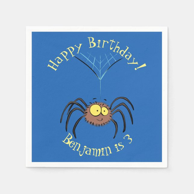 Synlig söt fluffy spider-tecknad pappersservett (Framsidan)