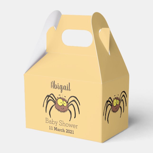 Synlig söt fluffy spider-tecknad presentaskar (Framsidan Sidan)