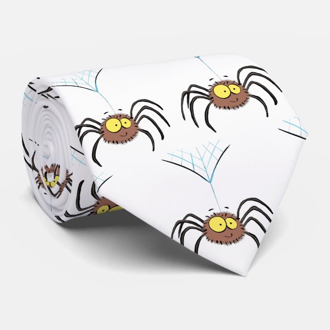 Synlig söt fluffy spider-tecknad slips (Rullad)