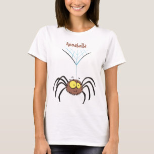 Synlig söt fluffy spider-tecknad t shirt