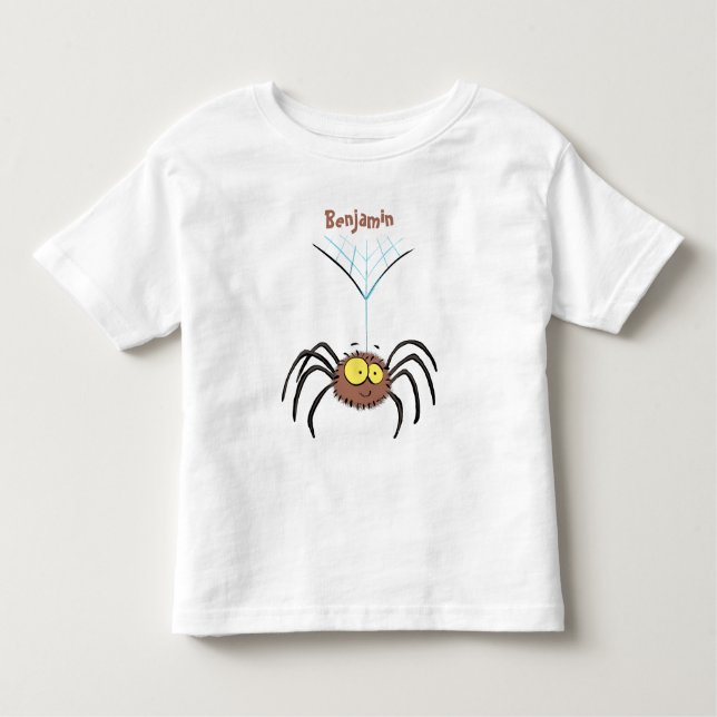 Synlig söt fluffy spider-tecknad t shirt (Framsida)