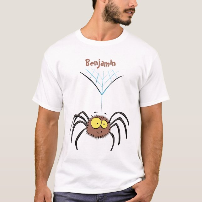 Synlig söt fluffy spider-tecknad t shirt (Framsida)