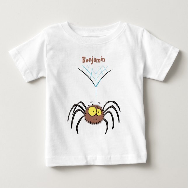 Synlig söt fluffy spider-tecknad t shirt (Framsida)
