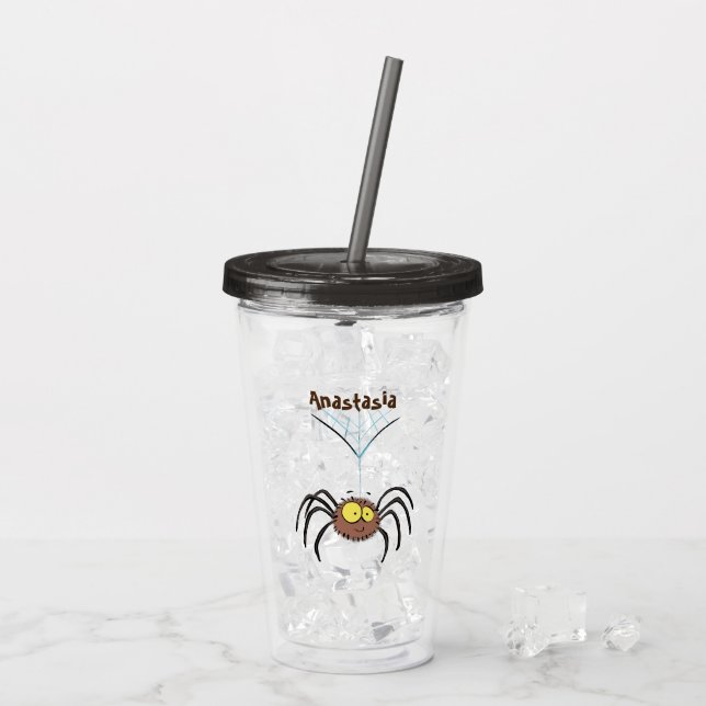 Synlig söt fluffy spider-tecknad take away mugg (Baksida Ice)