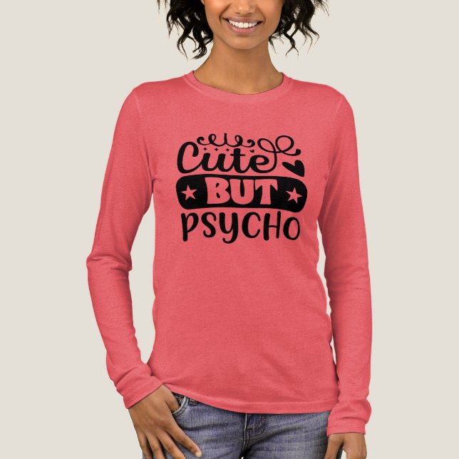 Synlig söt psycho ord art t shirt (Framsida)
