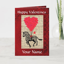 Synlig söt zebra valentines day helgkort