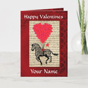 Synlig söt zebra valentines day helgkort