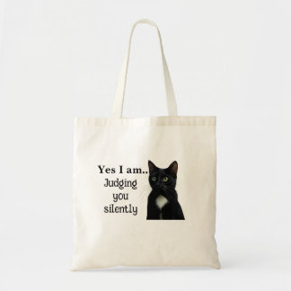 Synlig svart kattbänk med Dubblan Sided Tote Bag Tygkasse